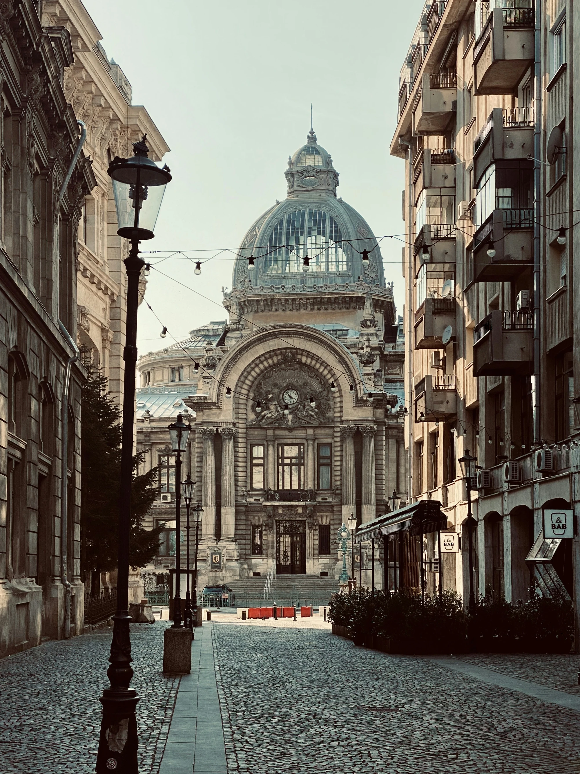 Romanian Athenaeum neoclassical concert hall exterior in Bucharest