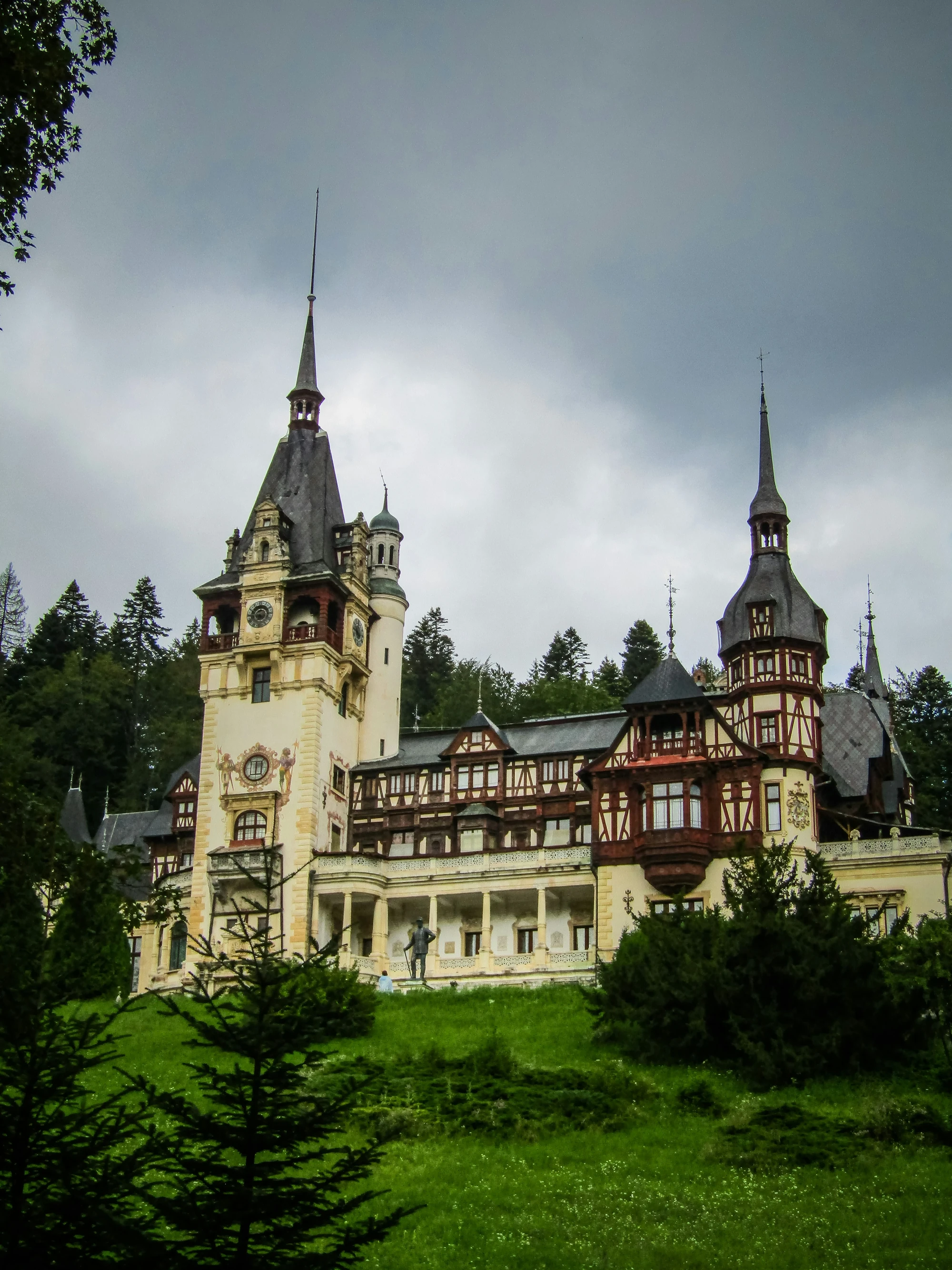 Peleș Castle neo-Renaissance royal palace in Sinaia forested mountain setting